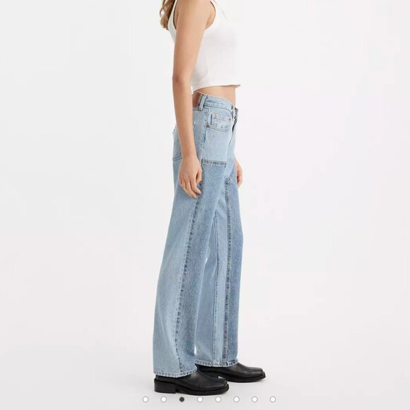 Levi's Premium 501 '90s Western Chaps Colorblock Jeans 30" Medium Wash Size 25 - Picture 2 of 8